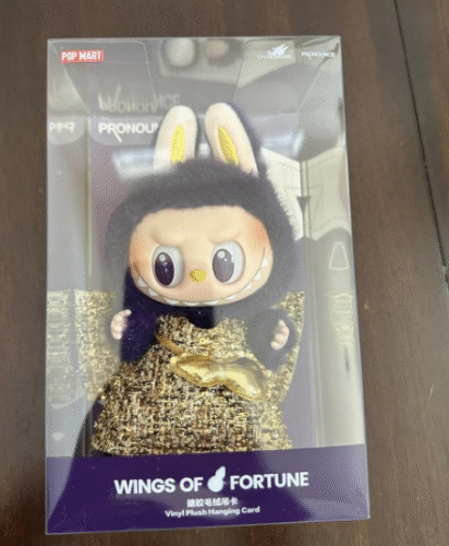 POPMART  LABUBU PRONOUNCE  WINGS OF FORTUNE Vinyl Plush Hanging Card photo review